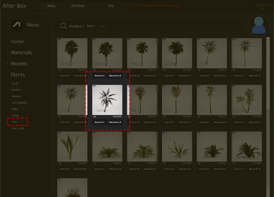 slender palm 3d asset