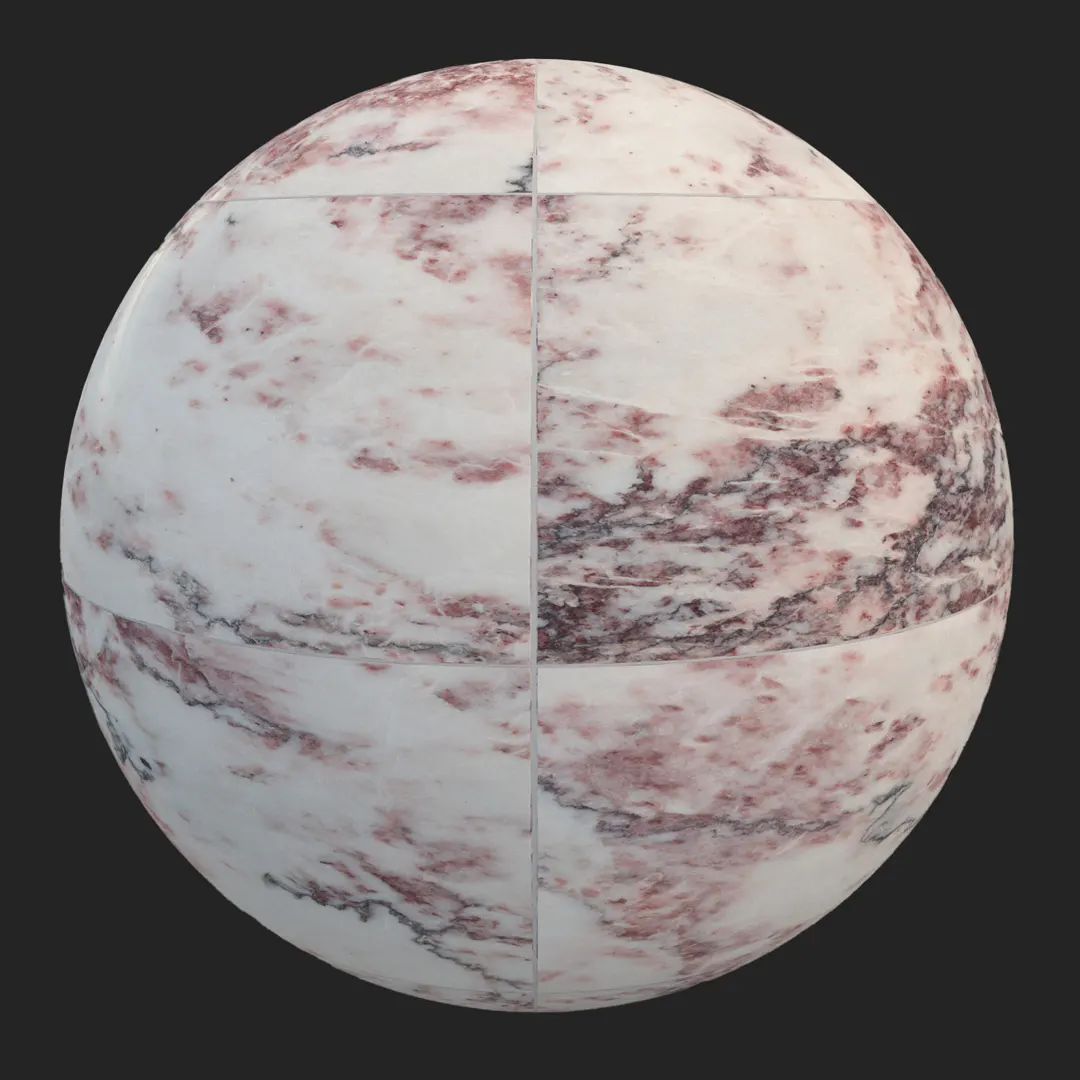 Polished Pink and White Veined Marble Tile K PBR
