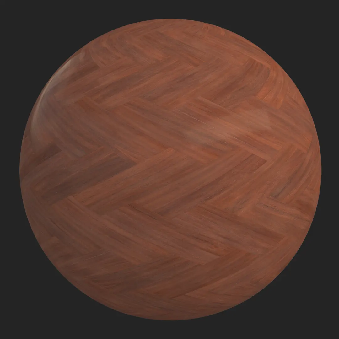 Rich Mahogany Herringbone Parquet PBR Material