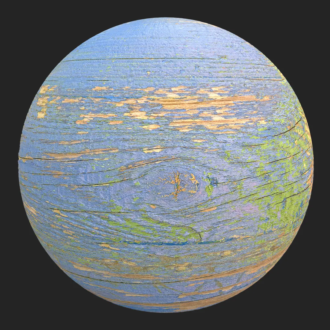 Free Weathered Blue Painted Wood Planks PBR Material